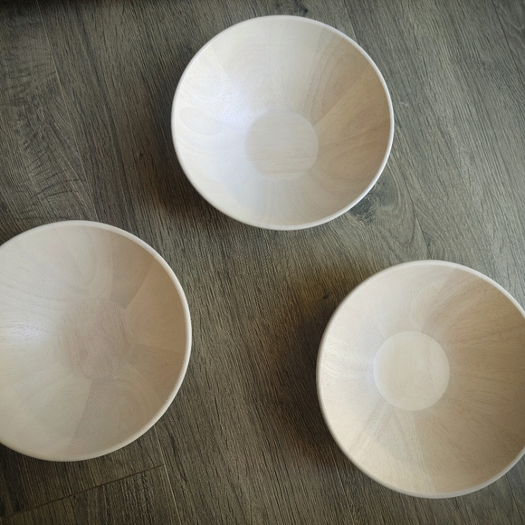 NEW Lot of 3 Threshold 7oz Rubberwood Whitewash Portsmouth Small Serving Bowls - Picture 8 of 8